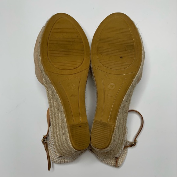 KANNA Espadrille Wedge Sandals Peep Toe Tan Suede Ankle Strap Shoes Size 8.5 - Picture 8 of 9